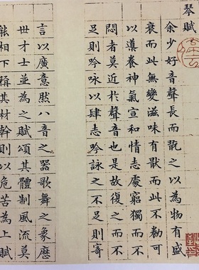 文征明小楷琴赋复古书法字帖册页残本真迹微喷复制楷书临摹装饰画