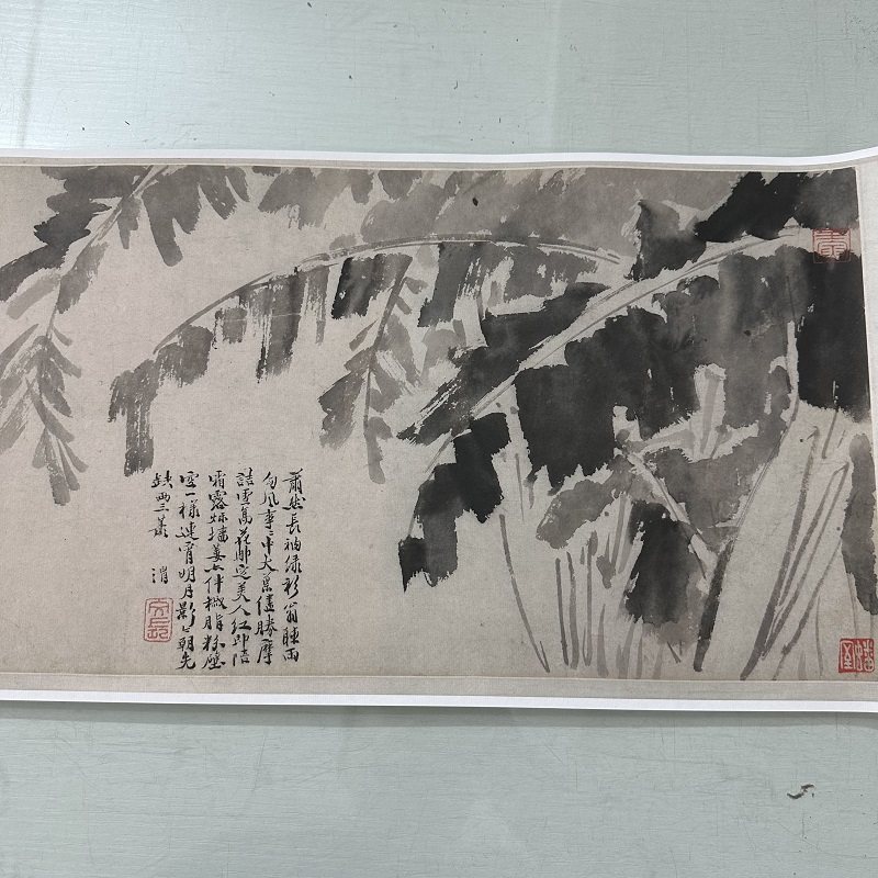 徐渭墨花图卷复古书画水墨花卉国画真迹高清微喷仿古装裱手卷装饰