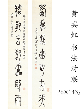 黄宾虹书法对联条幅挂轴字画真迹微喷仿古复制临摹玄关中堂装饰画