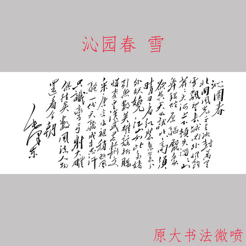 沁园春雪书法字画行草仿真复制
