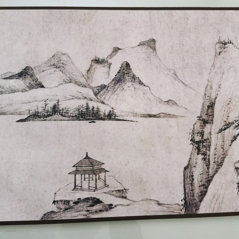 弘仁晓江风便图复古水墨书画山水横幅国画微喷仿古装裱手卷装饰画