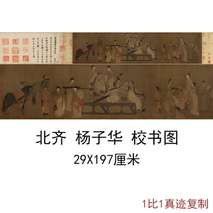 北齐杨子华校书图古代书画人物横幅国画高清微喷仿古复制手卷装 饰