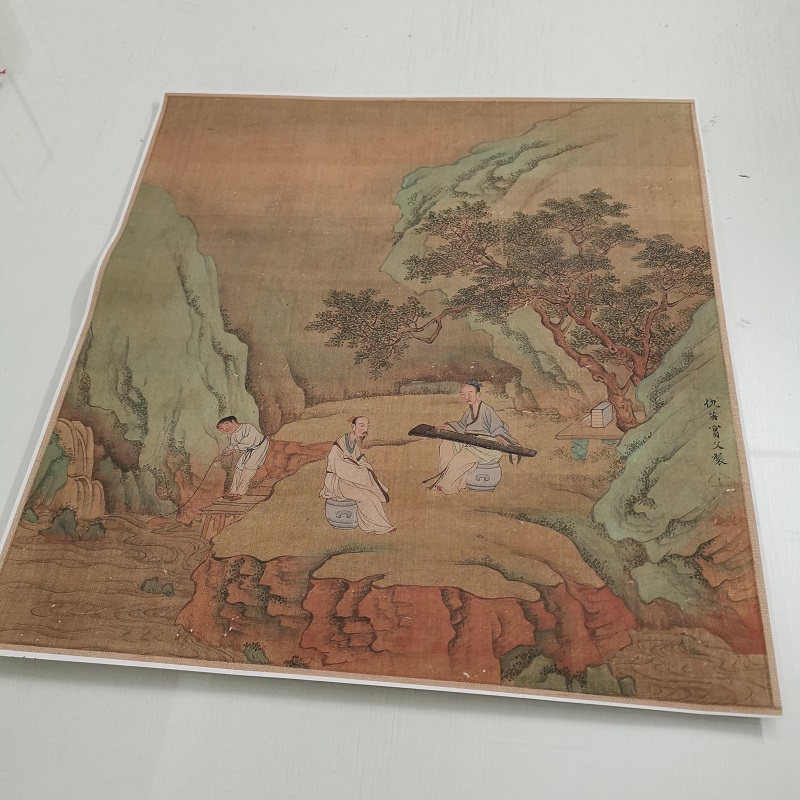 仇英 听琴图 复古书画人物山水国画真迹微喷仿古画芯装裱挂轴装饰