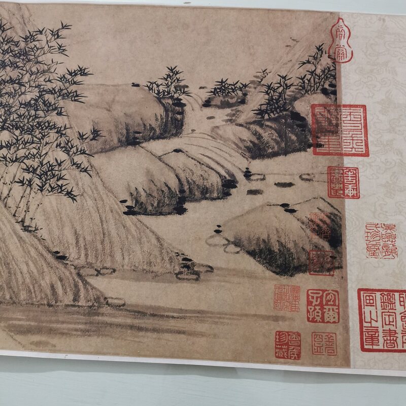 宋克万竹图卷复古书画水墨花卉横幅国画真迹微喷仿古复制临摹手卷