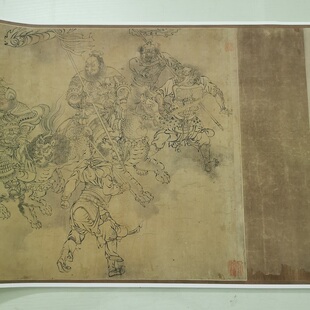何澄 下元水官图卷 复古书画人物白描国画真迹微喷仿古手卷装饰画