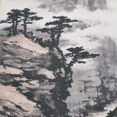 近现代 黄君壁山水图 复古书画水墨山水国画真迹微喷仿古挂轴装饰