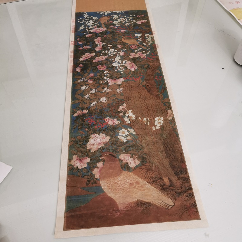 南宋李迪 花鸟图 复古书画花卉国画真迹微喷仿古复制临摹挂轴装饰