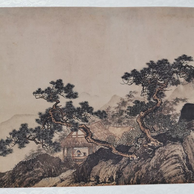 唐寅梦仙草堂图卷唐伯虎复古字画横幅人物山水国画真迹仿古复制品