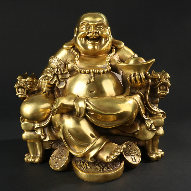 纯铜佛像风水摆件招财弥勒菩萨