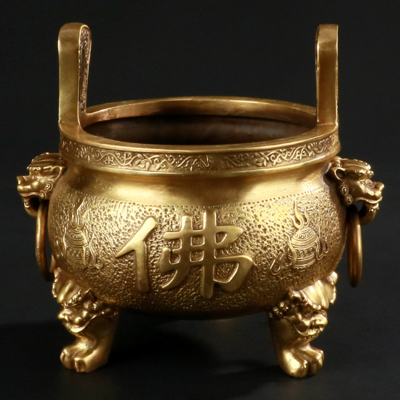 大仕缘 铜阿弥陀佛熏香炉摆件檀香工艺品带佛字香炉