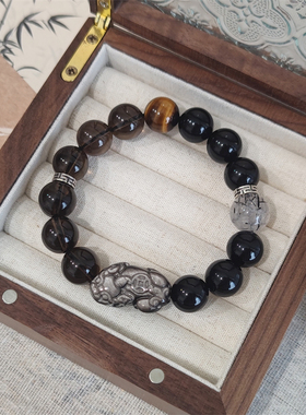 招财黑曜石貔貅男士手串