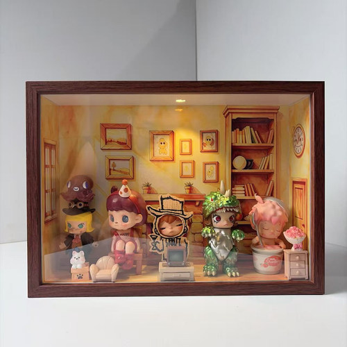 带灯中空相框 盲盒手办展示盒 立体收纳摆台 发光标本画框