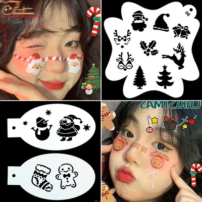 圣诞节彩绘模板雪花儿童脸部装饰