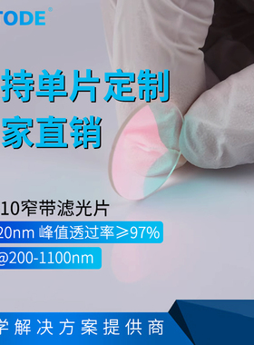 荧光滤光片 PCR检测 窄带510nm 带宽20nm OD4 厚度1.1mm2mm可选