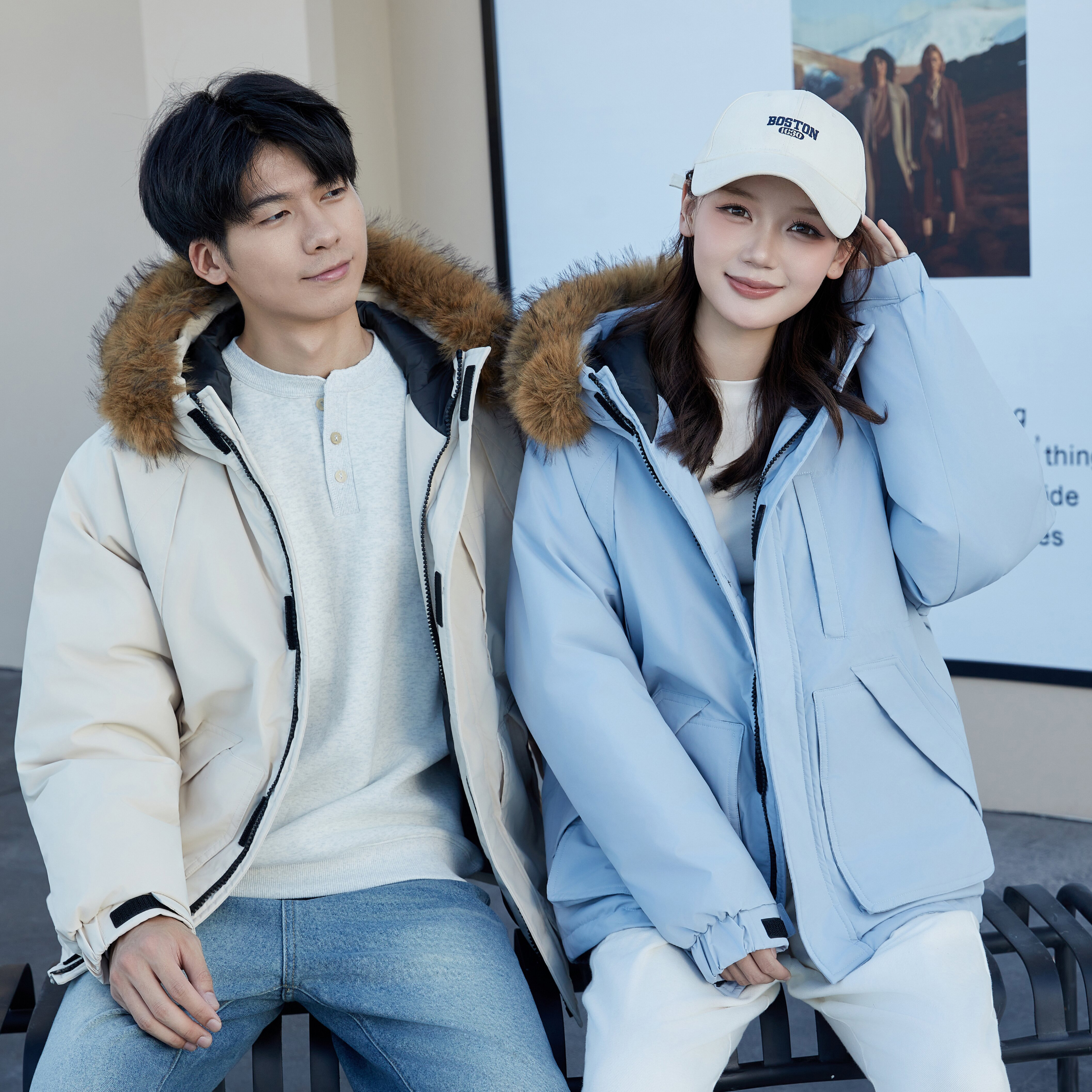 2025新款男款羽绒服加厚短款带毛领白鸭绒户外男女同款冬装外套潮