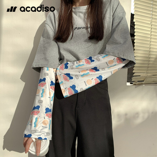 acadiso防晒袖套宽松版冰丝手袖时尚ins潮女网红防紫外线夏季户外