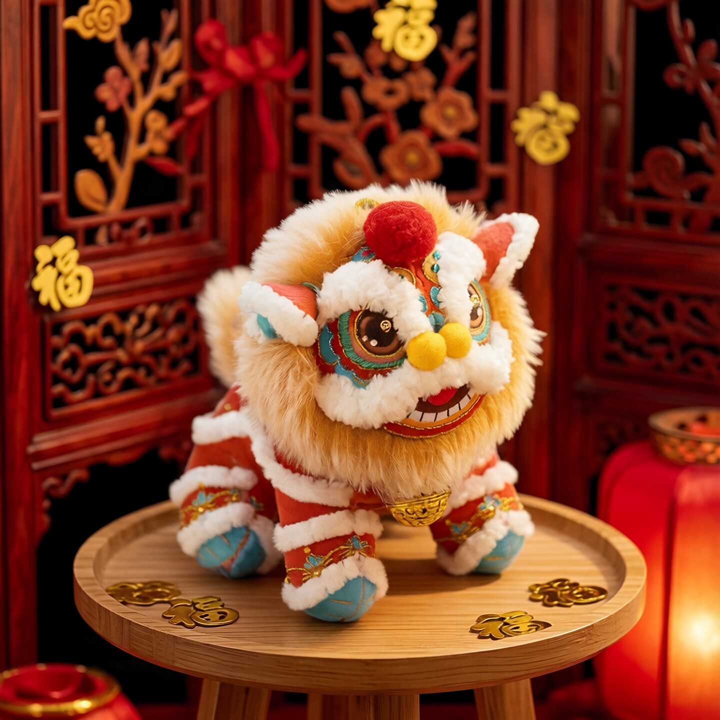 中国非遗手工立体醒狮摆件吉祥物图片