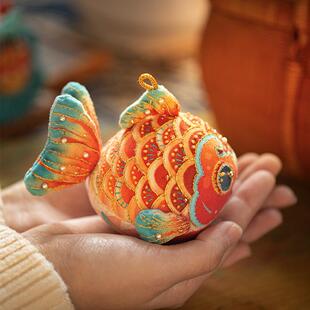 锦鲤香囊刺绣手工diy材料包立体玩偶摆件自绣平安符挂件蛇年礼物