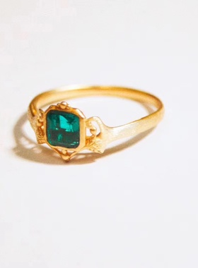 原创天然赞比亚祖母绿18K金戒指