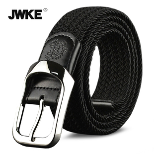 休闲百搭青年学生弹力裤 韩版 带 编织腰带男潮帆布皮带女牛仔裤 男士