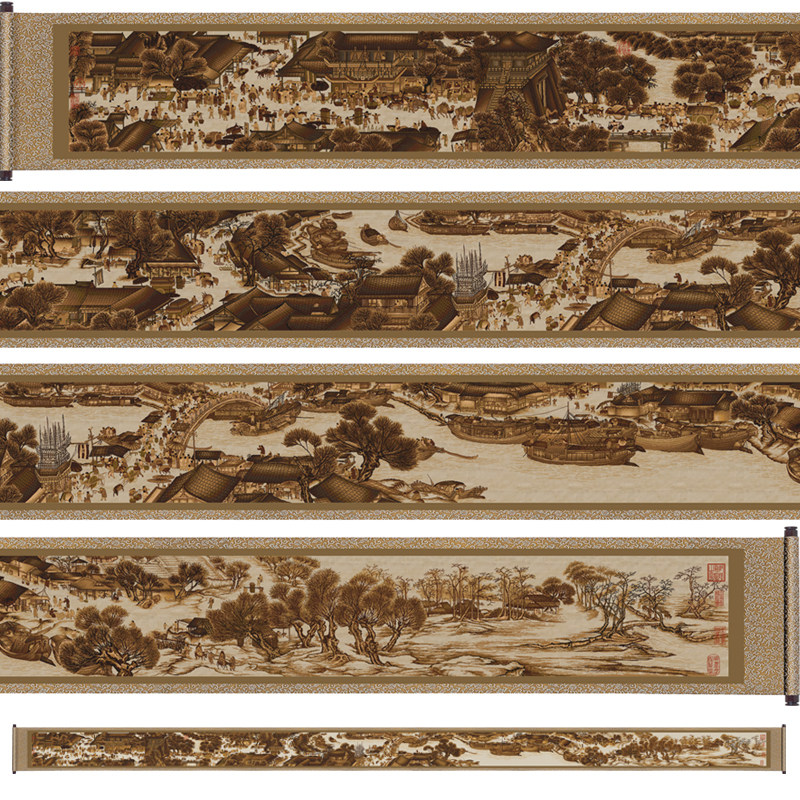 世界名画中国十大名画清明上河图全卷张择端版十字绣蒙娜丽莎18米