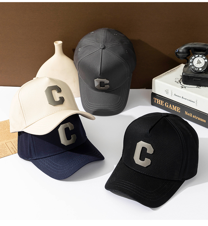 大头围金属C字母棒球帽显脸小