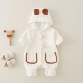 婴儿连体衣男女宝宝可爱双层新生儿哈衣外套春秋装 洋气外出服保暖