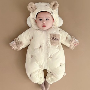 外出爬爬服棉服 宝宝可爱超萌连体衣冬季 婴儿冬装 加绒加厚棉衣韩版