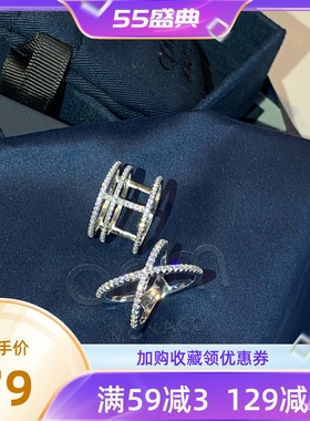 vilingwei个性设计简约 s925纯银戒指带钻食指指环女不褪色不过敏