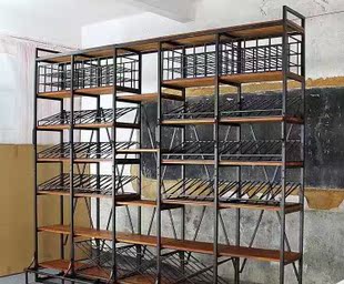 欧式铁艺实木酒架落地酒吧台创意葡萄酒红酒展示架餐厅酒柜置物架