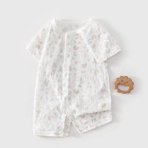 夏季A类纯棉婴儿短袖连体爬服
