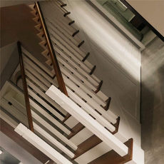 Лестница 独步楼梯橡胶木楼梯-方形柱拉槽