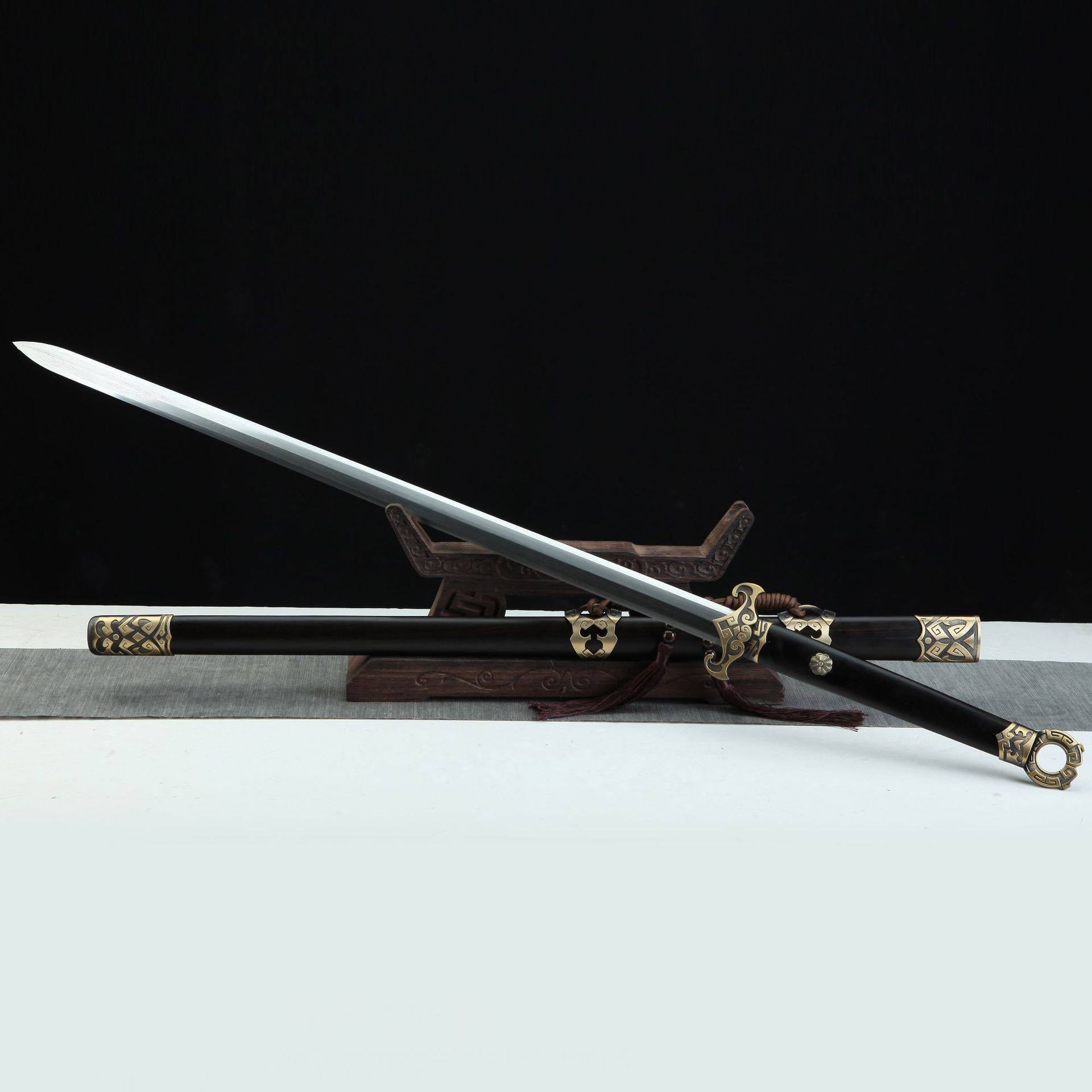 龙泉市刀剑花纹钢手工锻打八面环首唐剑一体影视宝剑冷兵器未开刃,特色手工艺,剑袋,淘宝优惠券,粉丝福利购,淘宝优惠卷