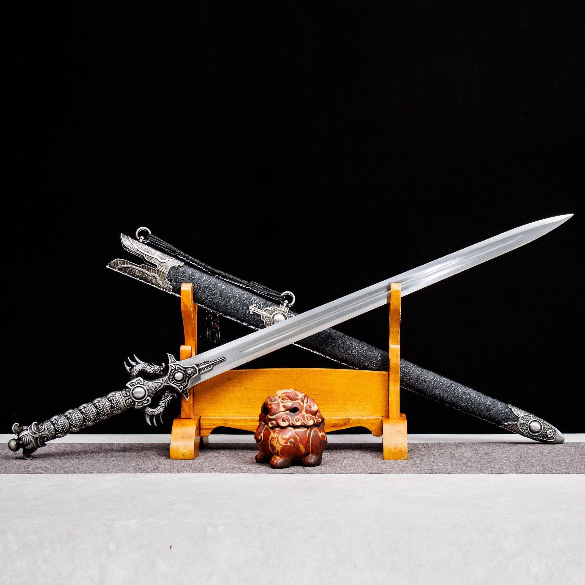 龙泉市刀剑一体高锰钢六面双龙春秋汉剑防身双手宝剑唐清剑未开刃,特色手工艺,剑袋,淘宝优惠券,粉丝福利购,淘宝优惠卷