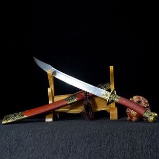 龙泉市刀剑高锰钢牛尾龙虎刀影视冷兵器清刀一体硬宝剑收藏未开刃