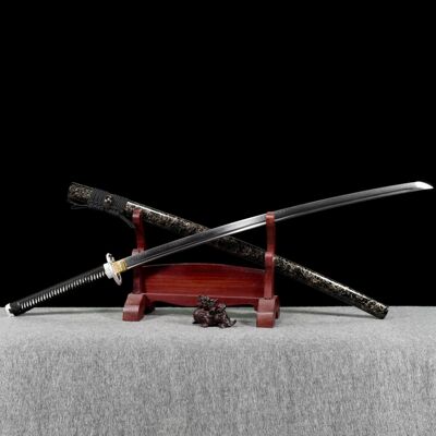 龙泉市刀剑加长T10烧刃太刀手工锻打宝剑防身冷兵器指挥刀未开刃