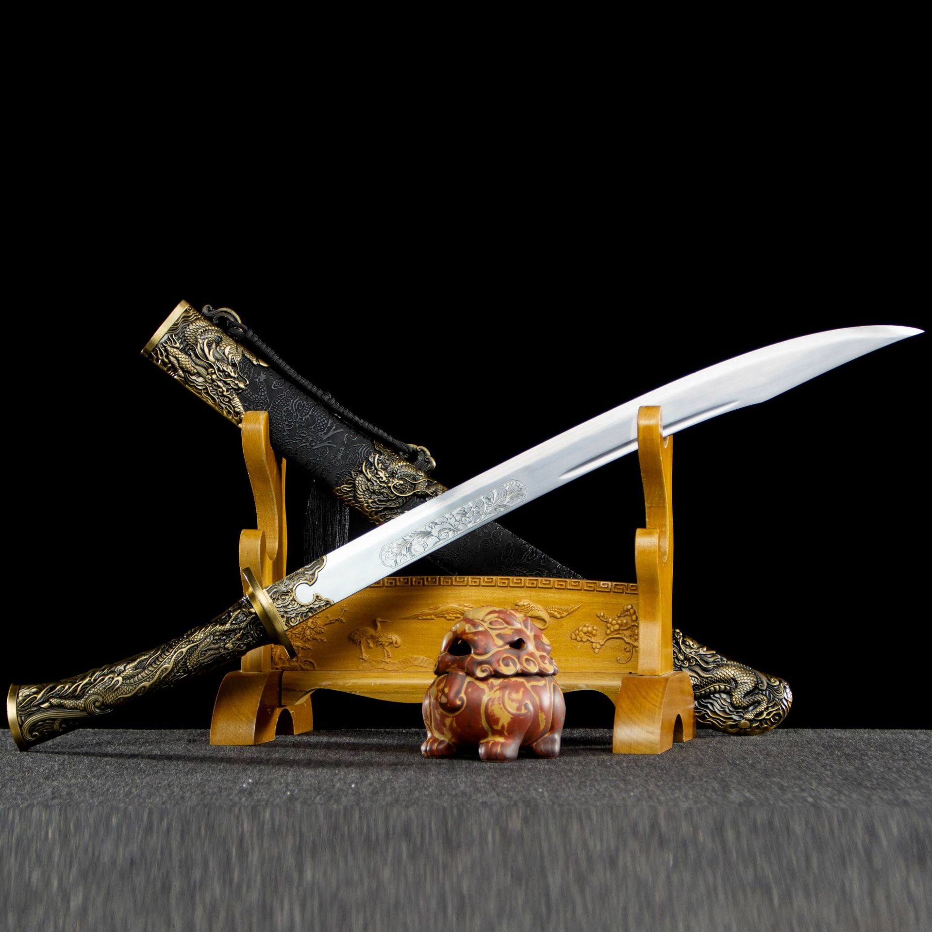 龙泉市刀剑高锰钢一体金属柄牛尾战刀武术唐横刀影视冷兵器未开刃,特色手工艺,剑袋,淘宝优惠券,粉丝福利购,淘宝优惠卷