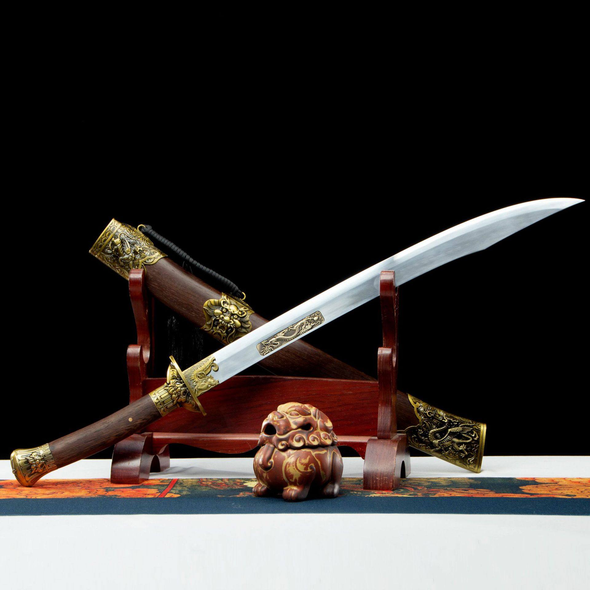 龙泉市刀剑手工锻打牛尾龙虎战刀清腰刀锦衣卫佩刀影视宝剑未开刃,特色手工艺,剑袋,淘宝优惠券,粉丝福利购,淘宝优惠卷