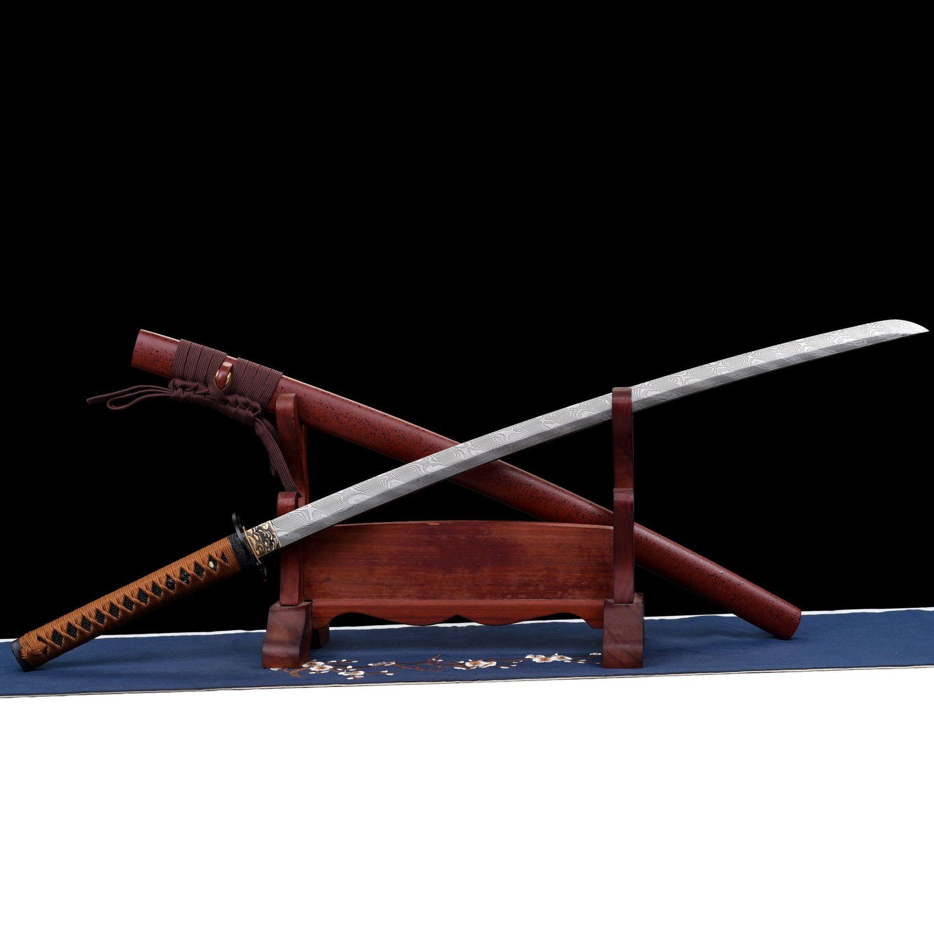 龙泉市刀剑手工一体日式大马士革花纹钢天梯扭转打刀硬宝剑未开刃,特色手工艺,剑袋,淘宝优惠券,粉丝福利购,淘宝优惠卷