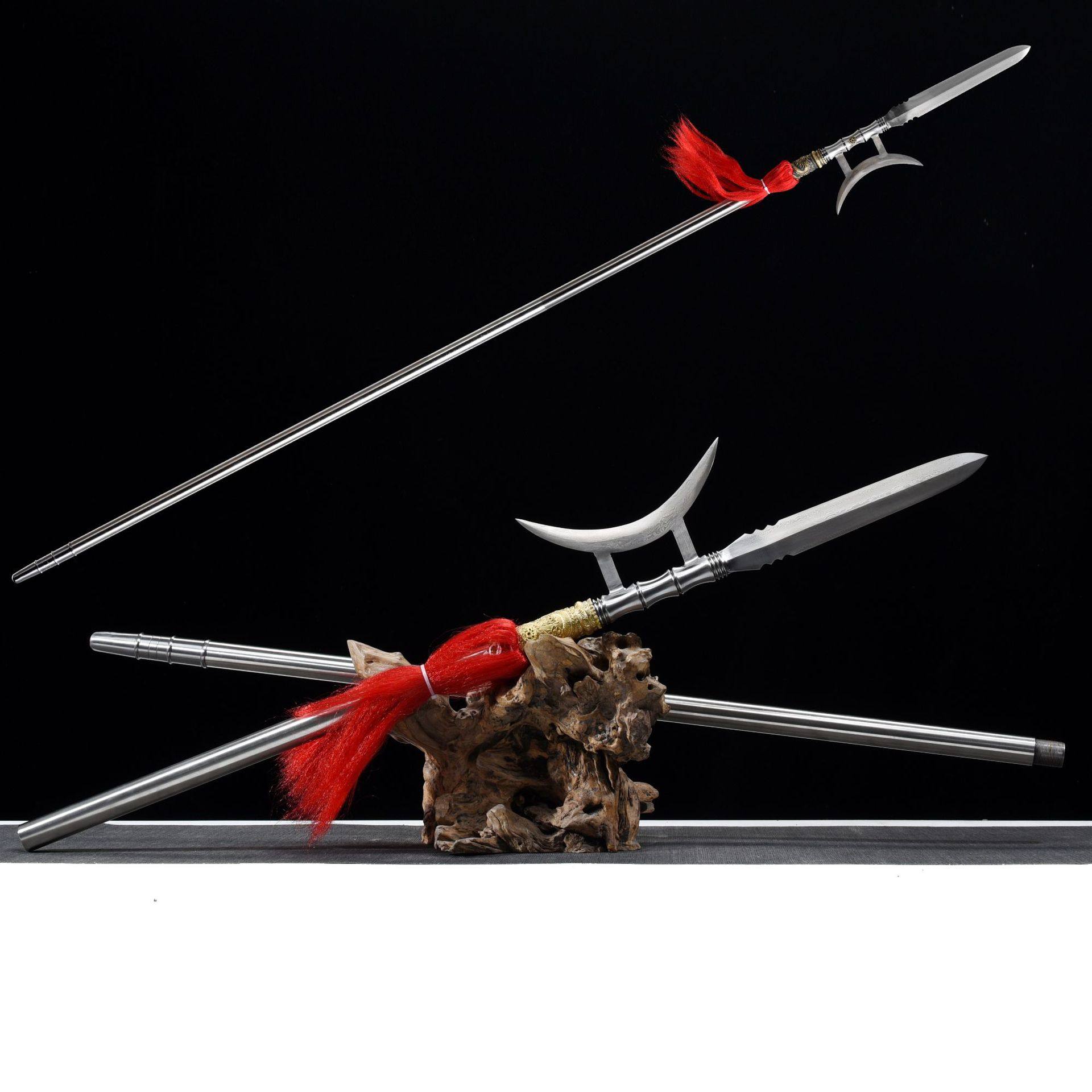 龙泉市刀剑花纹钢可拆卸十八般兵器影视冷兵器单月方天画戟未开刃,特色手工艺,剑袋,淘宝优惠券,粉丝福利购,淘宝优惠卷