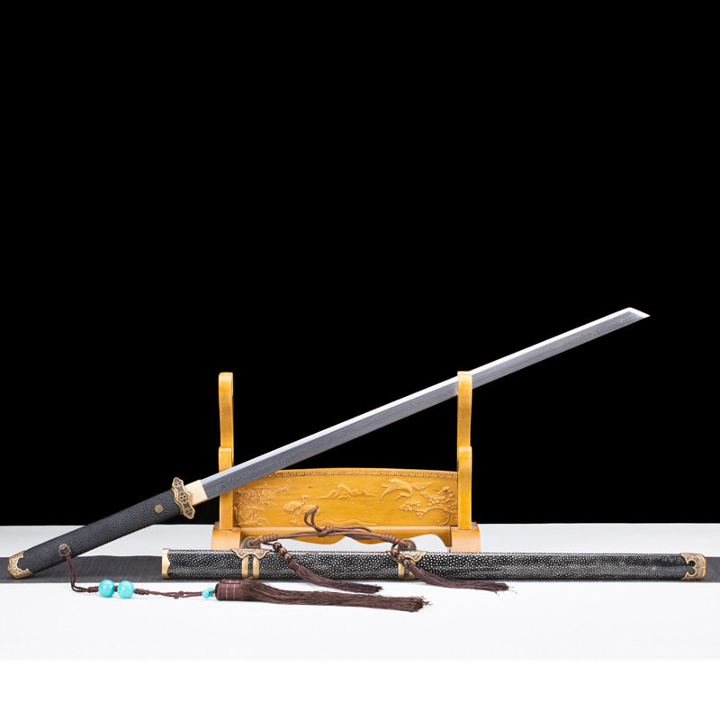 龙泉市刀剑影视手工锻打一体唐横刀花纹钢防身宝剑工艺品未开刃,特色手工艺,剑袋,淘宝优惠券,粉丝福利购,淘宝优惠卷