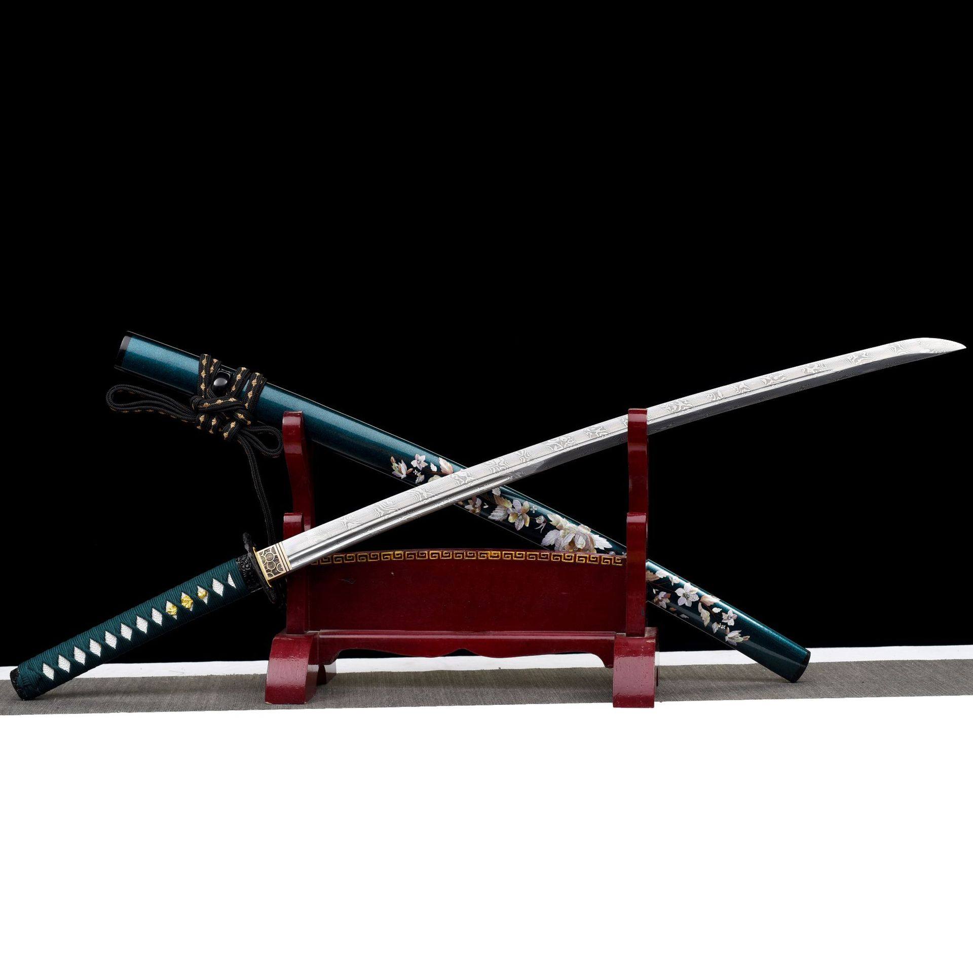 龙泉市刀剑大马士革花纹钢日式打刀小乌丸影视硬宝剑Katana未开刃,特色手工艺,剑袋,淘宝优惠券,粉丝福利购,淘宝优惠卷