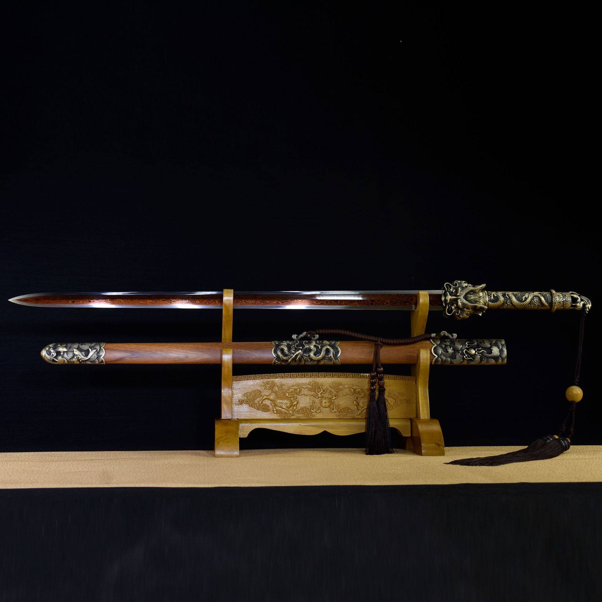 龙泉市刀剑花纹钢发红清剑手工锻打一体传统唐剑工艺硬宝剑未开刃,特色手工艺,剑袋,淘宝优惠券,粉丝福利购,淘宝优惠卷