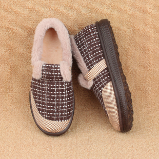 厚底居家外穿包跟棉拖鞋女士冬季加绒保暖妈妈老人轻便防滑家居鞋