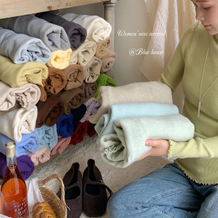 女显瘦修身 针织衫 百搭净色打底上衣 王炸色木花边长袖 秋冬调色盘