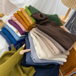 堆堆高领焦糖色加厚打底毛衣女秋冬季 洋气套指上衣 内搭净色针织衫