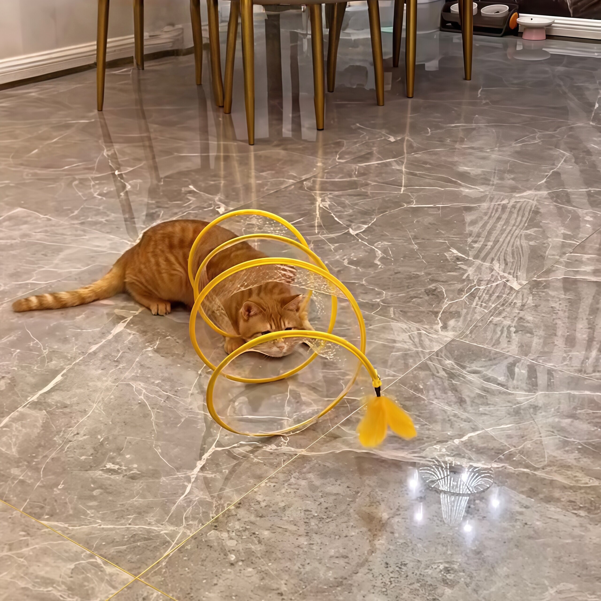 猫咪螺旋弹簧猫隧道羽毛剑麻球互动玩具逗猫玩具自嗨解闷耐咬耐玩