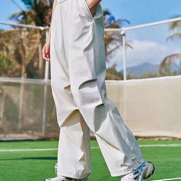 安踏冰丝伞兵裤丨直筒工装裤女新款潮流宽松休闲长裤子162527505