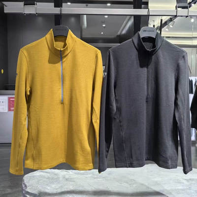 安踏半拉链羊毛运动通勤T恤衫