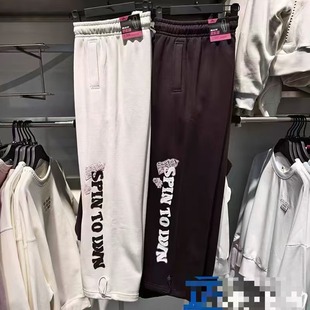 安踏女2024冬季新款直筒时尚休闲加绒保暖针织运动长裤162448307N